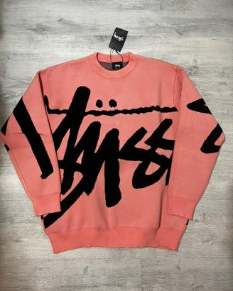 Maglione Stüssy Big Logo Knit - Rosa/Corallo