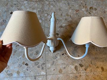 2 Applique shabby chic con paralume in tessuto