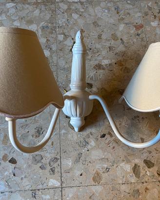 2 Applique shabby chic con paralume in tessuto