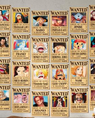Set 24 Poster Wanted One Piece - Taglie Ricercati 