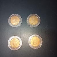 lotto di 4 monete da 500 lire italiane commemorati