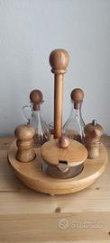 Set Tavola in Legno Oliera Acetiera Formaggiera...