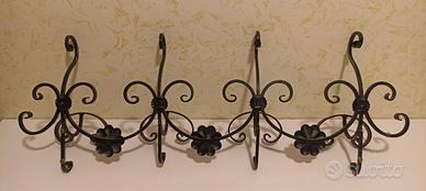 Attaccapanni ferro battuto nero 4 posti da parete