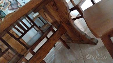 Tavolo stile fratino in legno massello + 8 sedie 