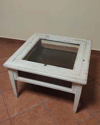 Tavolino portaoggetti vintage legno shabby