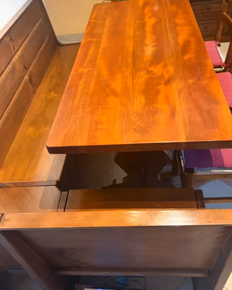 Panca e tavolo in legno di ciliegio + 4 sedie