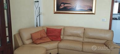 divano angolare in pelle più letto in ferro bcolor