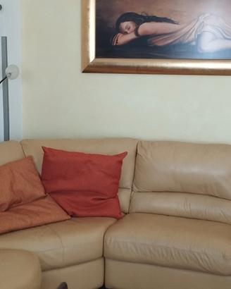 divano angolare in pelle più letto in ferro bcolor