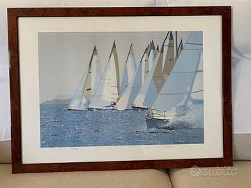 Litografia  di G. Meltzeid "Regata nella luce"