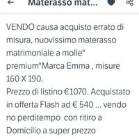 materasso matrimoniale nuovo 
