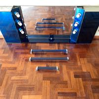 Set Specchio vanity anni ‘70 in vetro blu