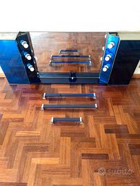 Set Specchio vanity anni ‘70 in vetro blu