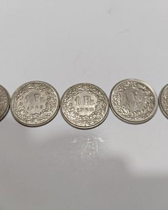 5 monete da 1 Franco Svizzero varie date