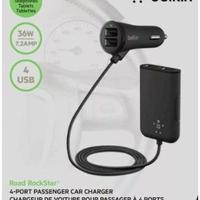 Caricabatteria da Auto HUB con 4 Prese USB