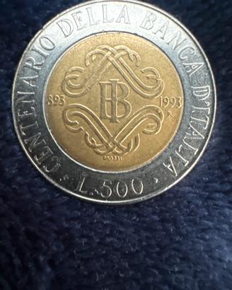 Moneta 500 lire centenario banca d’italia