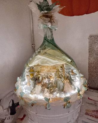 presepe in damigiana con luci 