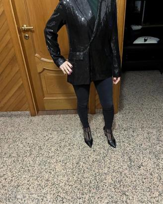 Calliope blazer nero paillettes M - giacca monopet