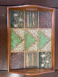 Vassoio decorato con fiori secchi