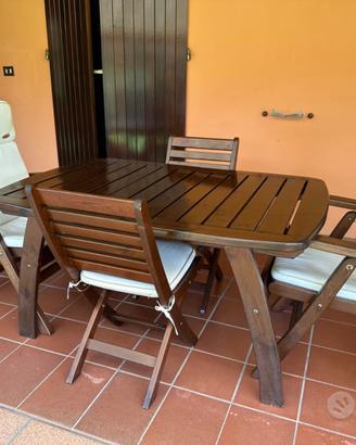 Tavolo e sedie giardino legno