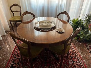 Tavolo rotondo allungabile con 6 sedie