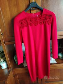 vestito misto lana rosso