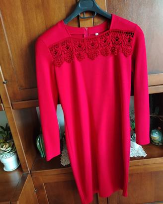 vestito misto lana rosso