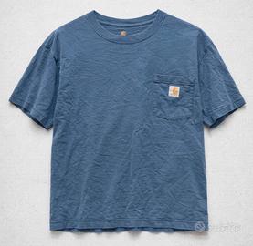 T-shirt Carhartt blu con taschino croppata