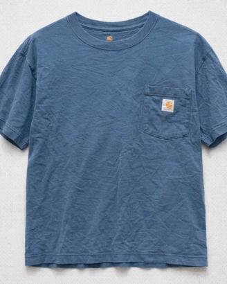 T-shirt Carhartt blu con taschino croppata