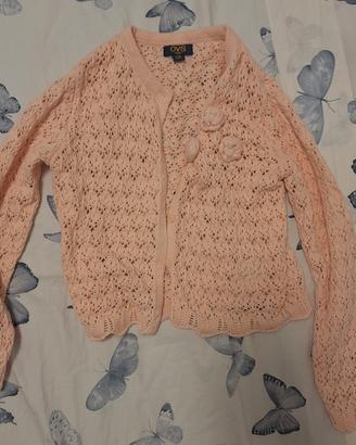 Cardigan in magli color rosa chiaro per una bimba 