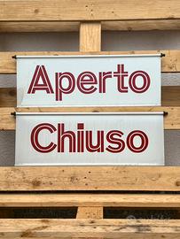 Coppia Cartelli Vintage AGIP 1990 Aperto Chiuso