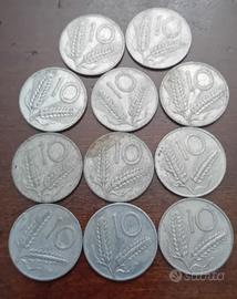 10 lire moneta alluminio retro collezione 