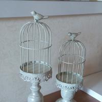 Coppia portacandele a forma di gabbia