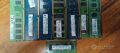 lotto 8 RAM Ddr 2 da 1gb 2 da 2gb 3 da 4gb