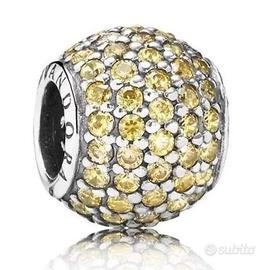 charm pandora originale giallo quarzo buco largo