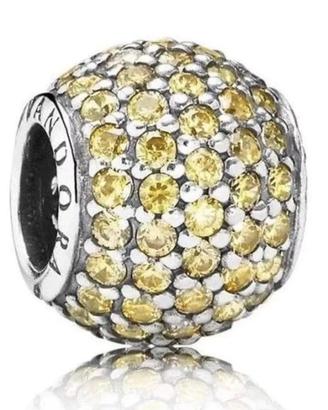 charm pandora originale giallo quarzo buco largo