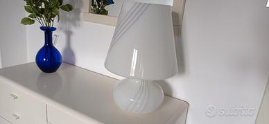 3 lampade da tavolo fungo vetro di murano bianco