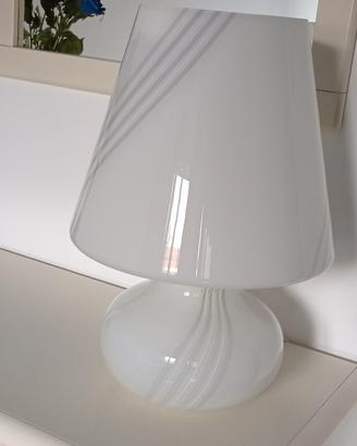 3 lampade da tavolo fungo vetro di murano bianco