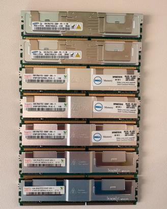 7 moduli ram Ecc DDR2 PC2-5300F da 1/2 Gb