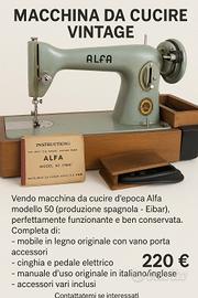 Macchina da cucire vintage Alfa 50 – Funzionante, 