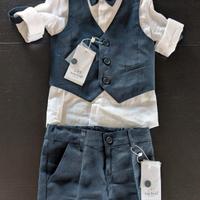 Abito in lino blu per bambino 12-18 mesi