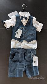 Abito in lino blu per bambino 12-18 mesi