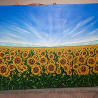 Quadro girasoli effetto materico