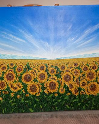 Quadro girasoli effetto materico