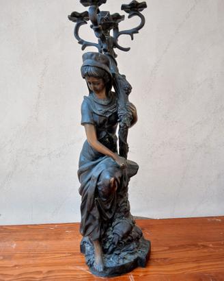 statua bronzo con portacandele