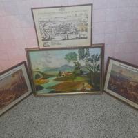 4 QUADRI VINTAGE GUERRA UNO DIPINTO SU TELA