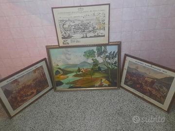 4 QUADRI VINTAGE GUERRA UNO DIPINTO SU TELA