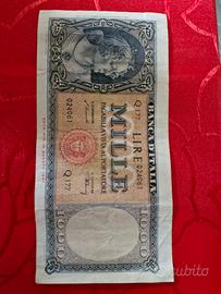 Banconota da 1000 lire ornata di perle 