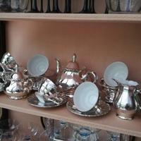 Servizio da thè "BAVARIA" in argento e porcellana