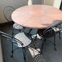 tavolo rotondo cotto e ferro battuto