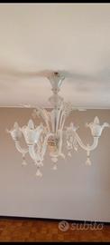 Lampadario 6 luci vetro stile Murano elegante